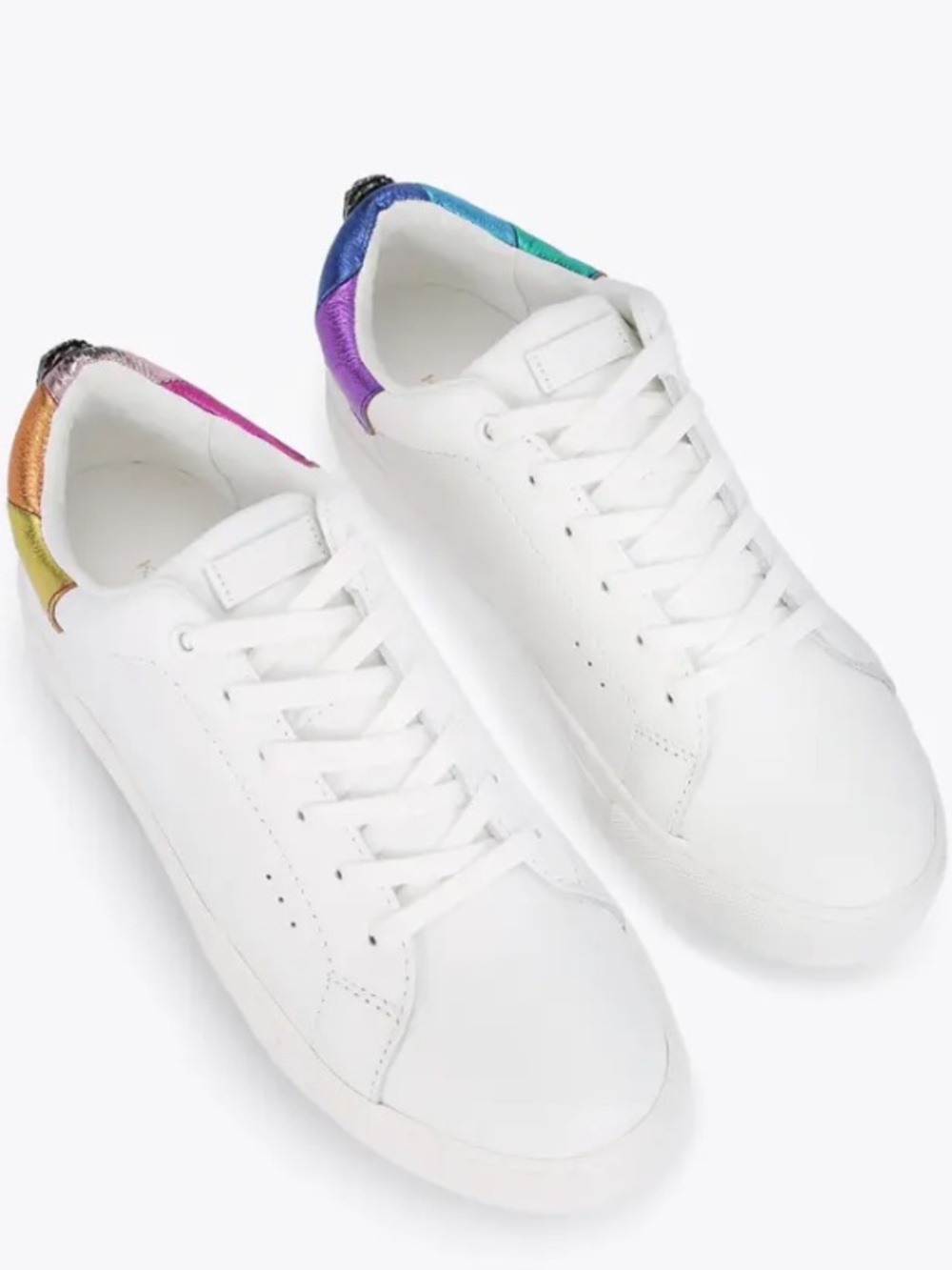 KURT GEIGER Sneakers NEW Metallic Rainbow Eagle Leather White Size EU 41 US 10